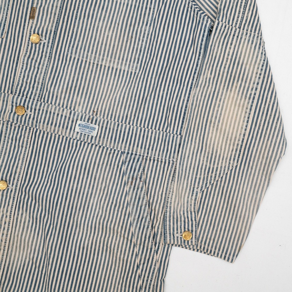 Vtg 2000s Neighborhood NBHD Hickory Stripe Dealer Chore Coat 30s 40s Style L - Picture 8 of 12
